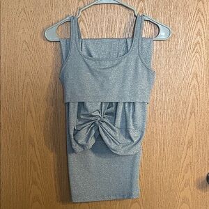 SHEIN Gray Knot Detail 2 Piece Dress